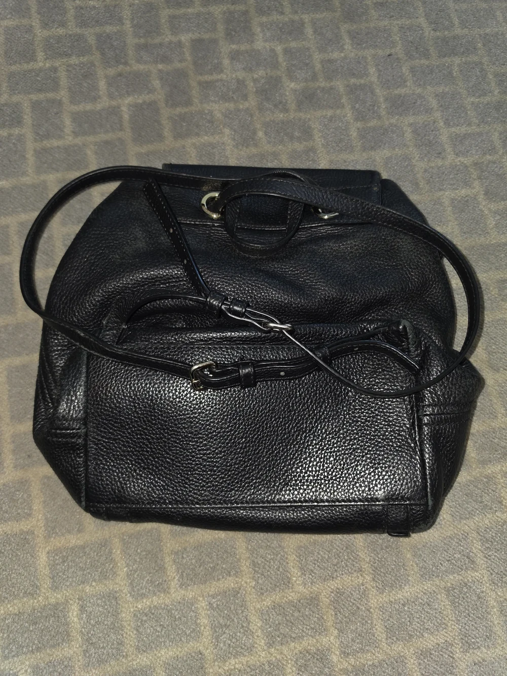 kate spade Black Pebbled Leather Backpack with Gold Hardware
